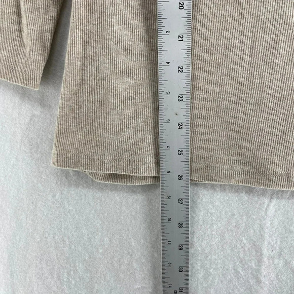 Old Navy Sweater Women's Sz L Beige Slim Fit Square Neck Ribbed Pullover - Picture 5 of 11